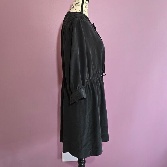 See by Chloe Silk black 3/4 sleeves dress with pockets drawstrings Sz 4 - Picture 7 of 9